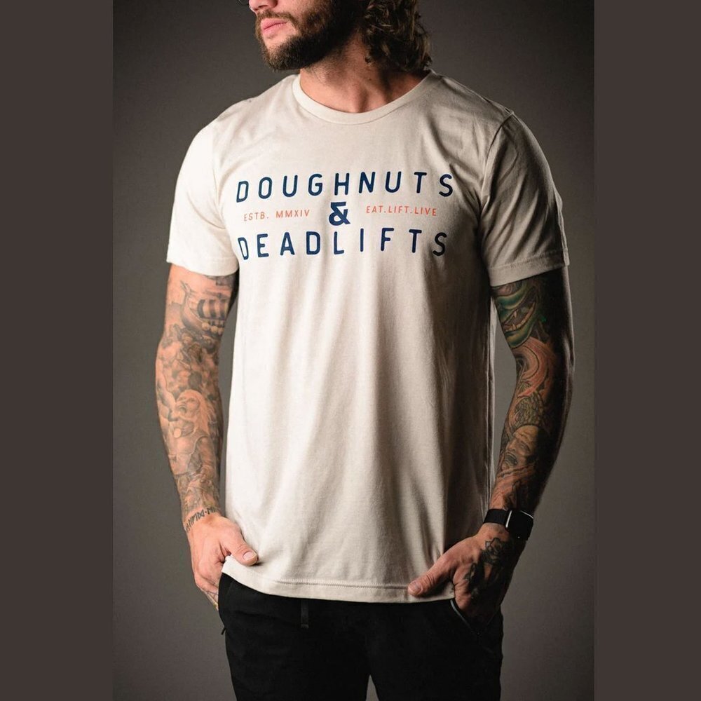 Doughnuts & Deadlifts Men's Graphic Tee - Size Small